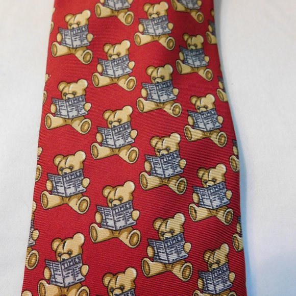 Vintage Beaufort Tie Rack Teddy Bear Tie 100% Silk Made in Italy - Picture 2 of 9